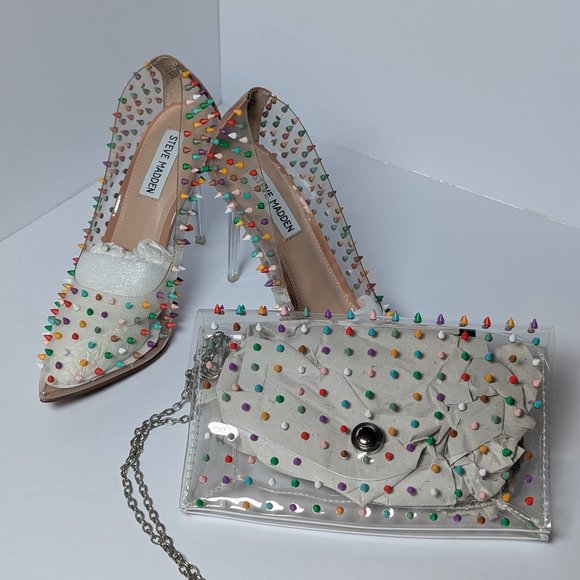 Steve Madden Shoes - Multi-Colored Steve Madden Spiked Purse and Shoes Set